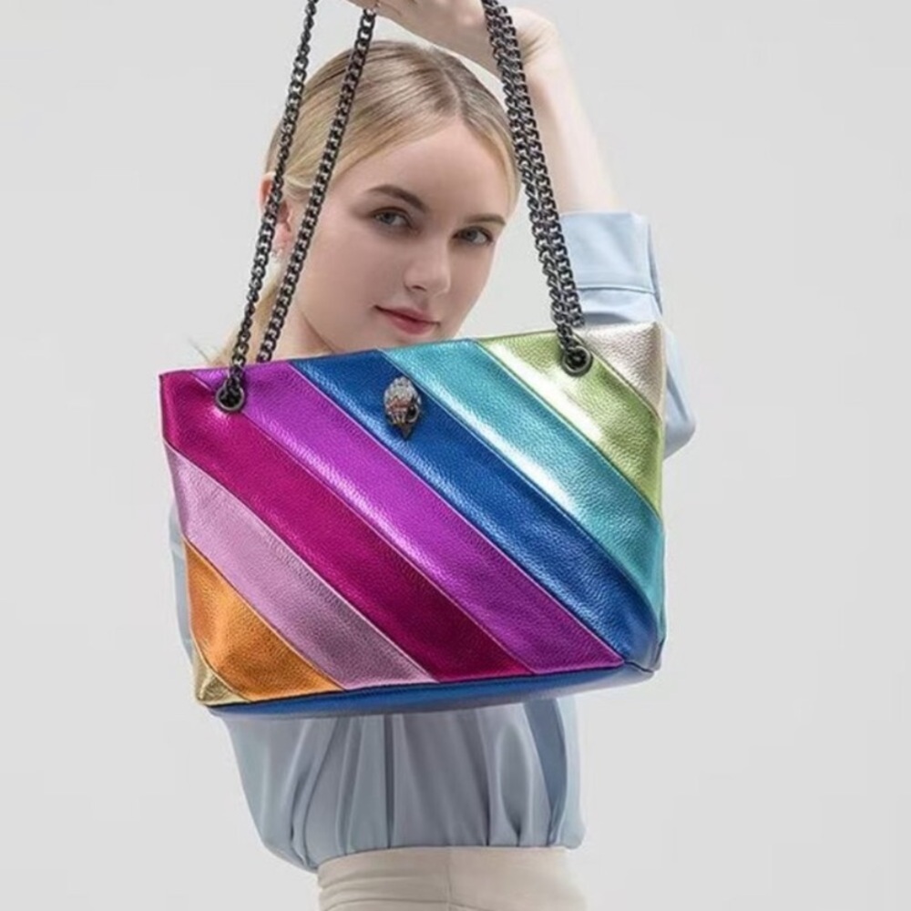 Kurt Geiger Rainbow Metallic Diagonal Stripe Shoulder Bag - Women